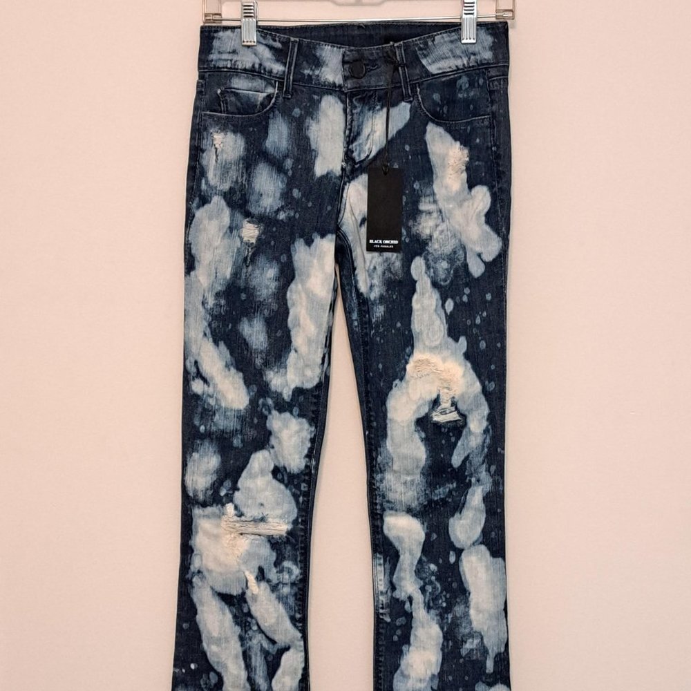 Black Orchid Los Angeles Boot Cut Bleach Spotted Distressed Jean Size 27 NWT